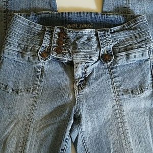 wet flare jeans